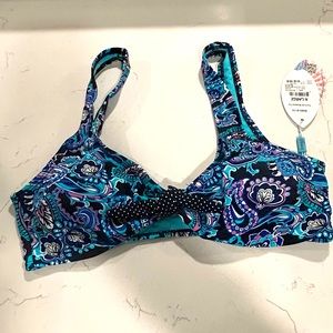 NWT Ladies L Tie Paisley Bralette Bikini Top, XL